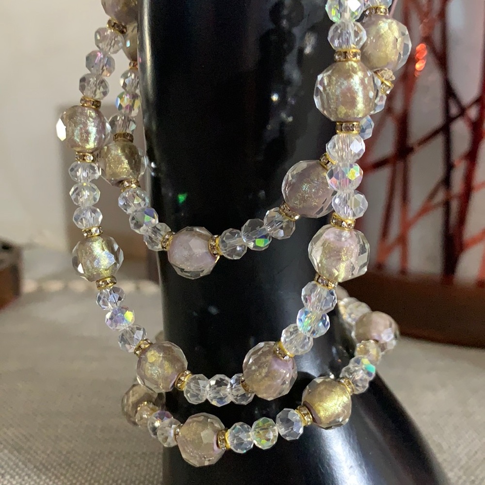 Handmade Champagne Necklace and Bracelet Set